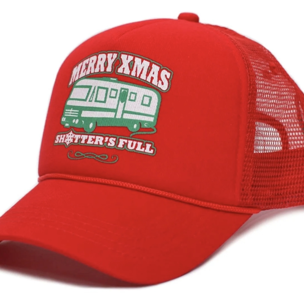 Merry Christmas Xmas Shitter's Full Funny Truckers Hat Cap Red Dad Hat Humor RV - Picture 1 of 4